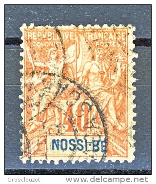 Nossi Be 1894 Y&T N. 36 C. 40 Rosso Arancio USATO - Autres & Non Classés