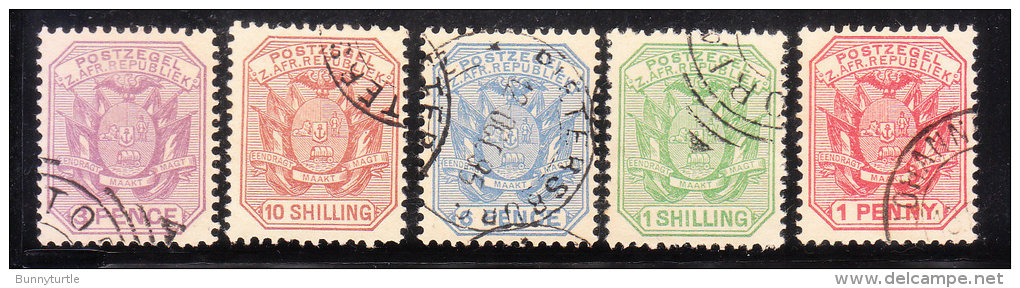 Transvaal 1894-96 Coat Of Arms 5v Used - Transvaal (1870-1909)