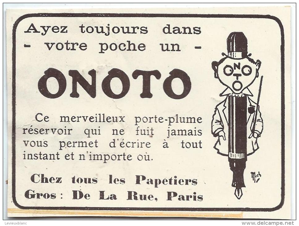 Porte-Plume Réservoir /ONOTO/Publicité/ 1913              ILL13 - Schrijfgerief