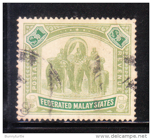 Federated Malay States 1904-10 Elephants $1 Used - Federated Malay States