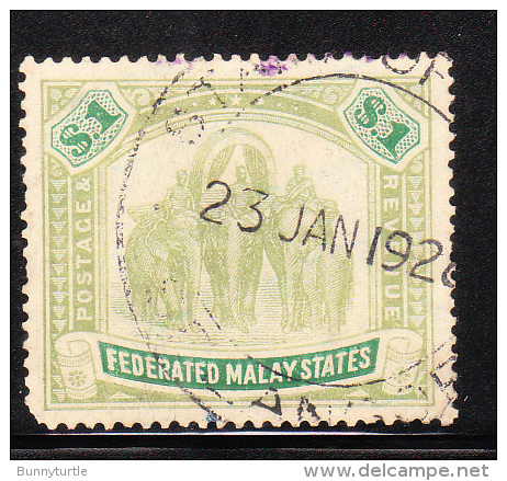 Federated Malay States 1904-10 Elephants $1 Used - Federated Malay States