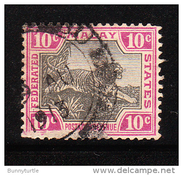 Federated Malay States 1904-10 Tiger 10c Used - Federated Malay States