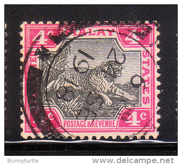 Federated Malay States 1904-10 Tiger 4c Used - Federated Malay States