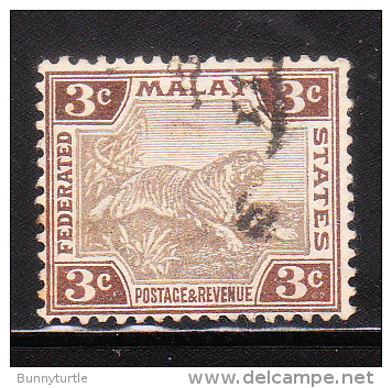 Federated Malay States 1904-10 Tiger 3c Used - Federated Malay States