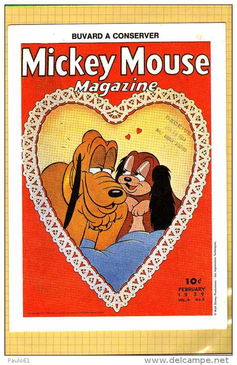 BUVARD : Magazine Mickey Mouse Chien - Papierwaren