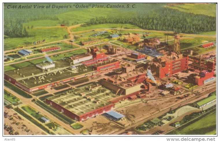 Camden SC South Carolina, DuPont Orlon Plant Industry Factory, C1930s/40s Vintage Linen Postcard - Camden