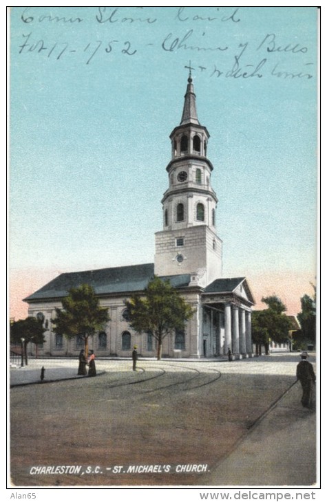 Charleston SC South Carolina, St. Michaels Church, C1910s Vintage Postcard - Charleston