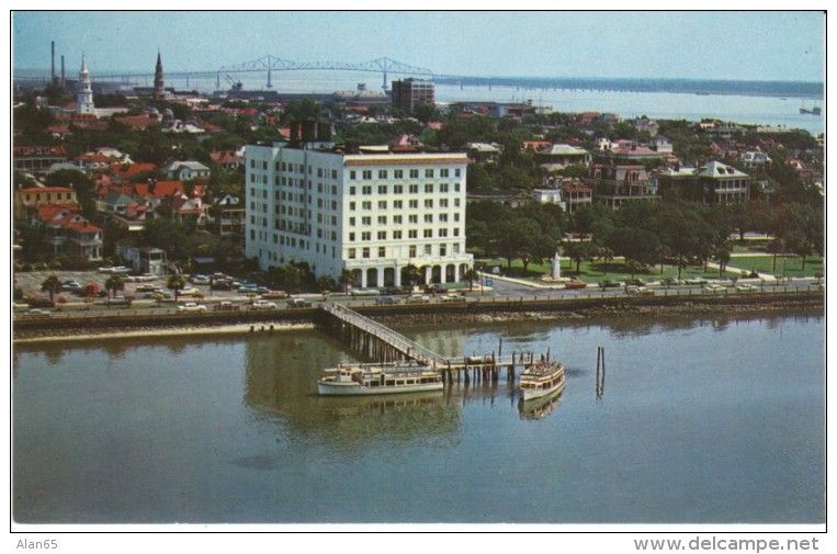 Charleston SC South Carolina, Hotel Fort Sumter, Waterfront View, C1950s/60s Vintage Postcard - Charleston