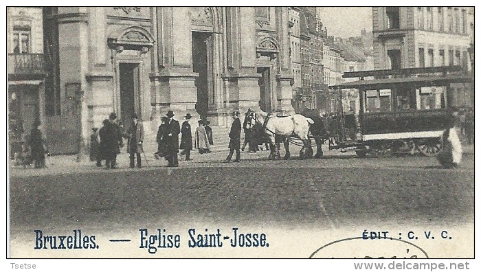 Saint-Josse - L'Eglise Et Tram Hippomobile - 2 Cartes ( Voir Verso ) - St-Joost-ten-Node - St-Josse-ten-Noode