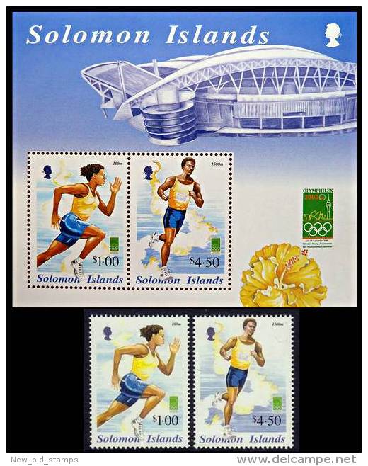 Solomon Islands - 2000 Olympic Games + S/S MNH Neuf ** FIELD & TRACK, SPORTS, ARCHITECTURE, STADIUM - Summer 2000: Sydney