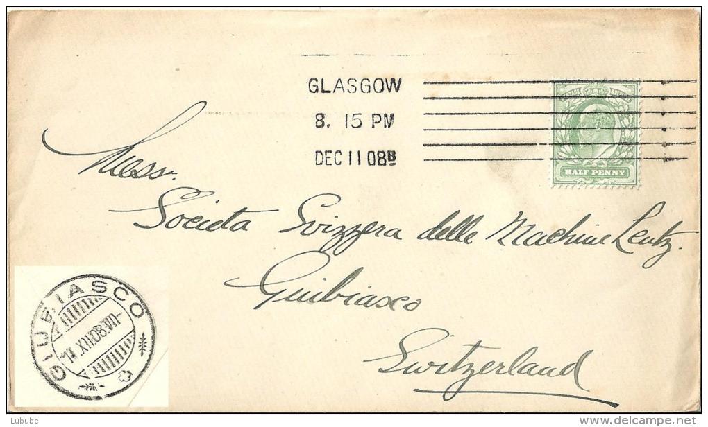 Brief  Glasgow - Giubiasco          1908 - Lettres & Documents