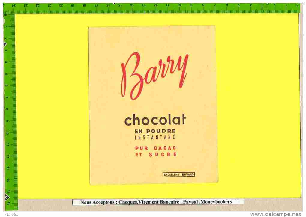 BUVARD : BARRY Chocolat En Poudre Pur Cacao Et Sucre - Cocoa & Chocolat