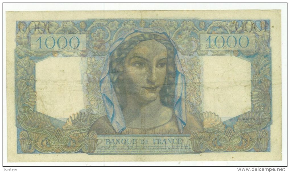 1000 Francs Minerve Et Hercule, Ref Fayette 41/19, état TTB+ - 1 000 F 1945-1950 ''Minerve Et Hercule''