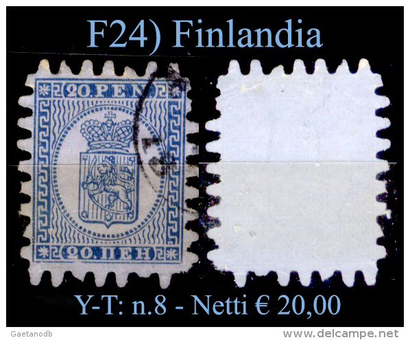 Finlandia-F024 -1866-70: Yvert & Tellier N. 8 (o) Used - Senza Difetti Occulti. - Gebruikt