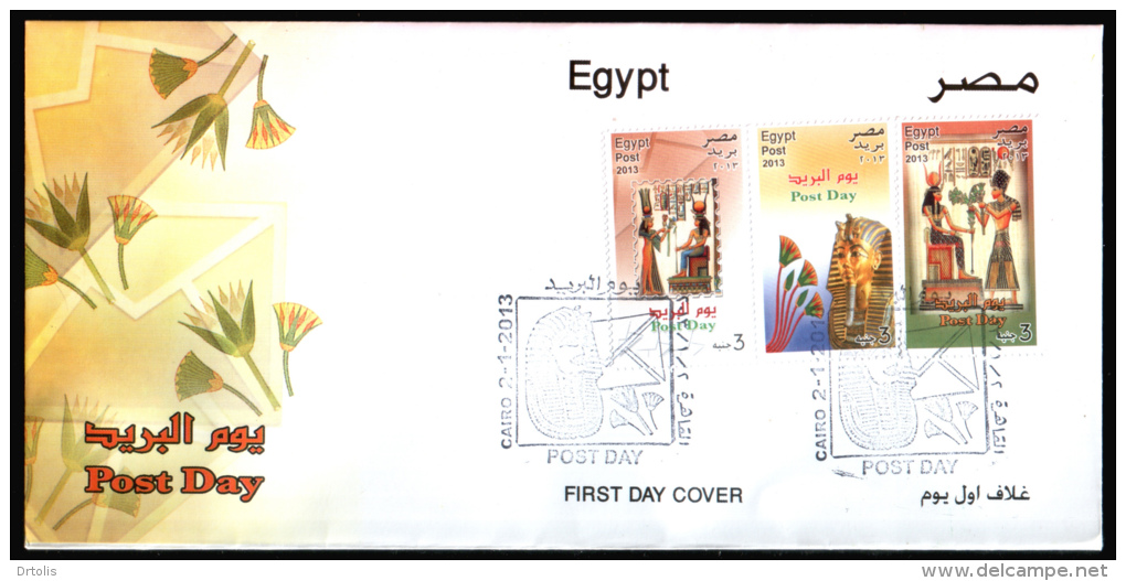 EGYPT / 2013 / POST DAY / EGYPTOLOGY / NEFERTARI ; TUT ANKH AMUN ; RAMSES II ; GODDESS HATHOR ; ABU SIMBEL / MNH / VF. - Covers & Documents