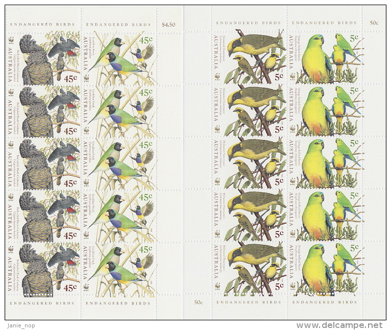 Australia 1998 Endangered Birds - Sheets, Plate Blocks &  Multiples