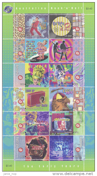 Australia 1998 Rock & Roll - Sheets, Plate Blocks &  Multiples