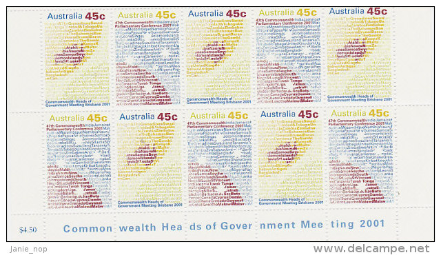 Australia 2001 Parliamentary Conference - Sheets, Plate Blocks &  Multiples