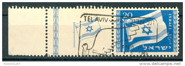 Israel - 1949, Michel/Philex No. : 16, - USED - *** - Full Tab LEFT - Oblitérés (avec Tabs)