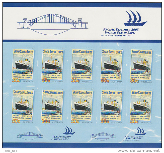 Australia 2005 Pacific Explorer World Stamp Expo P&S  Sheetlet - Feuilles, Planches  Et Multiples