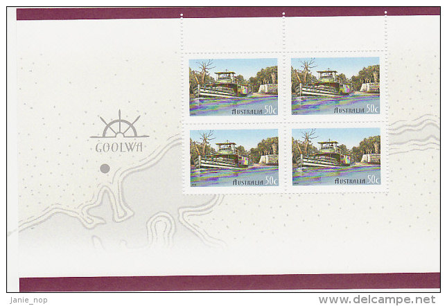 Australia 2003 Murray River Shipping Booklet  Sheetlet  Goolwa  MNH - Fogli Completi