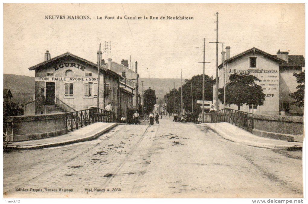 54. Neuves Maisons. Le Pont Canal Et La Rue De Neufchateau. Carte Recoupée - Neuves Maisons