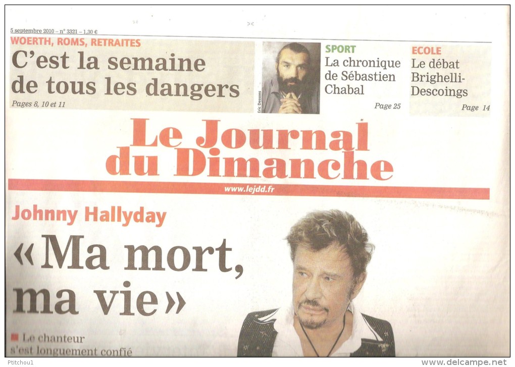 Johnny Hallyday Le Journal Du Dimanche  Ma Mort, Ma Vie - Sonstige & Ohne Zuordnung