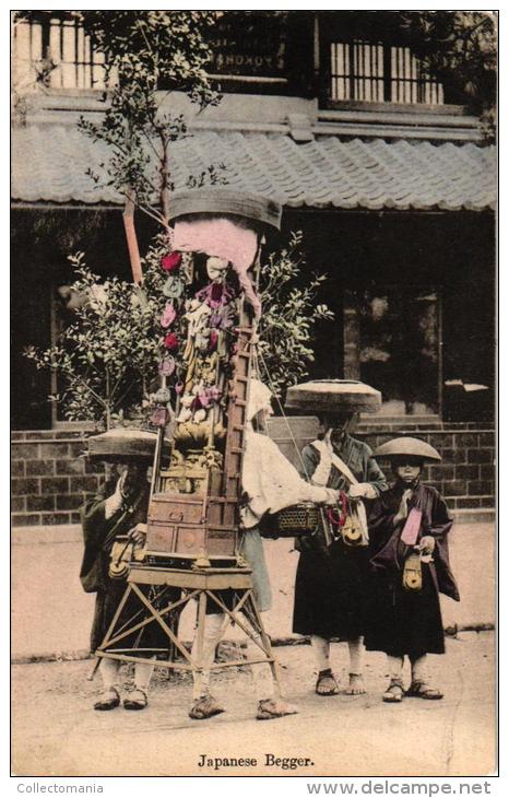 2 POSTCARDS        Japanese Begger         Advertising Pub Card Espero Tea Room Motomachi 3 Chome  Kobe - Kobe