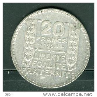 20 FRANCS TURIN ARGENT 1934.  Pia4301 - 20 Francs