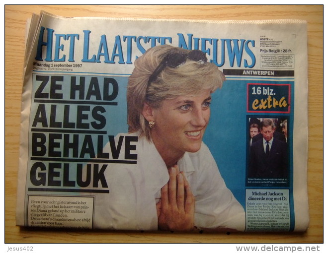 HET LAATSTE NIEUWS       VAN PRINSES DIANA DE GALES 1961 -1997 - Otros & Sin Clasificación