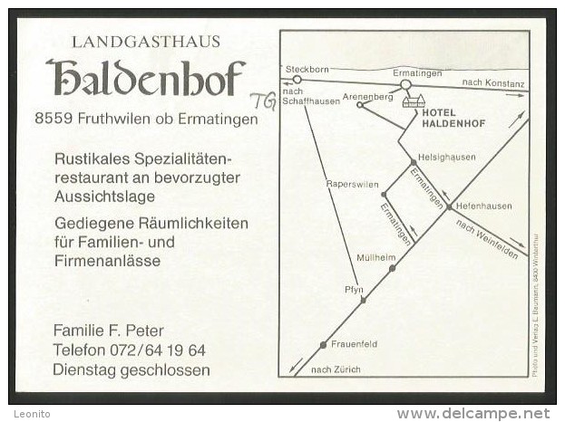 FRUTHWILEN Ob Ermatingen Landgasthaus HALDENHOF Werbekarte - Ermatingen