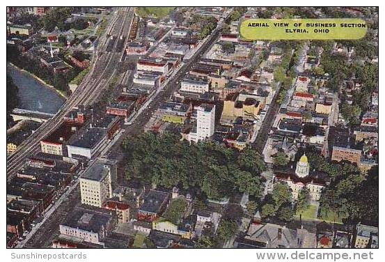 Ohio Elyria Aerial View Of Business Section - Other & Unclassified