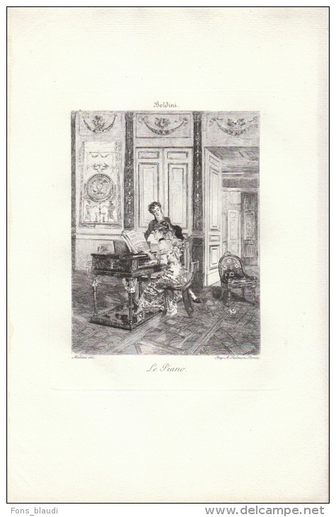 Le Piano - Eau-forte D´après Le Tableau De Giovani Boldini (Ferrare 1842 - Paris 1931) - FRANCO DE PORT - Stampe & Incisioni