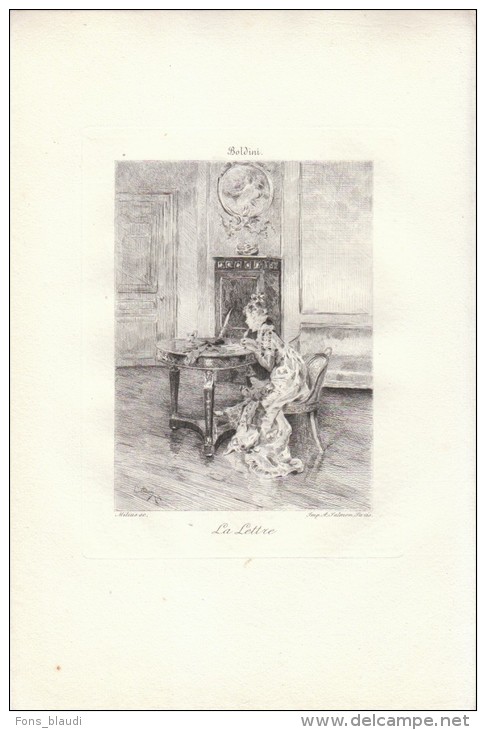 La Lettre - Eau-forte D´après Le Tableau De Giovani Boldini (Ferrare 1842 - Paris 1931) - FRANCO DE PORT - Stampe & Incisioni