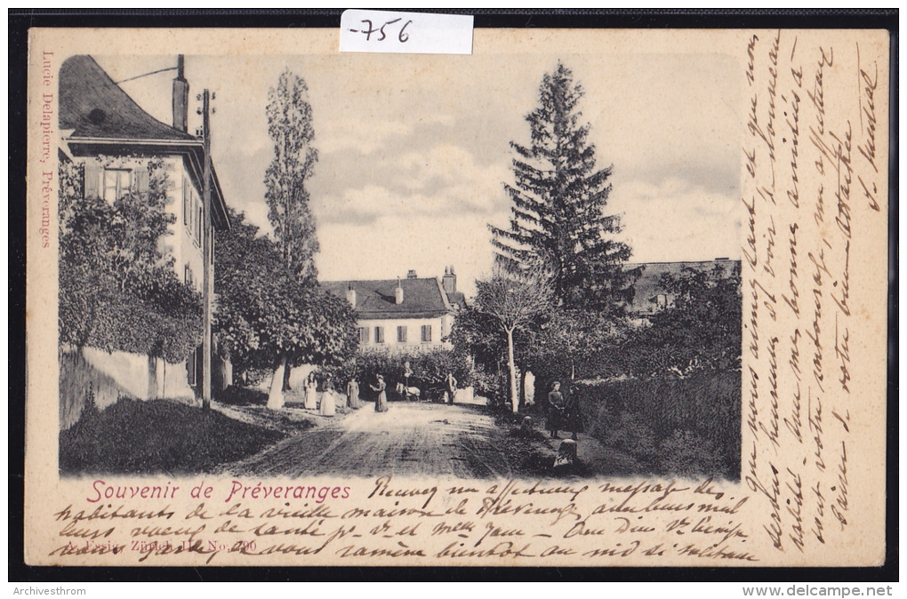 Préverenges : Souvenir De Préveranges : La Route Et Au Fond L'Hôtel De L'Etoile - Vers 1900 (-756) - Préverenges