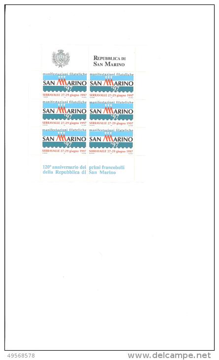 REPUBBLICA SAN MARINO  - CHIUDILETTERA  MANIFESTAZIONE  FILATELICHE 1997  -120° ANNIV. PRIMI  FR.LLI  DI S.MARINO - - Other & Unclassified