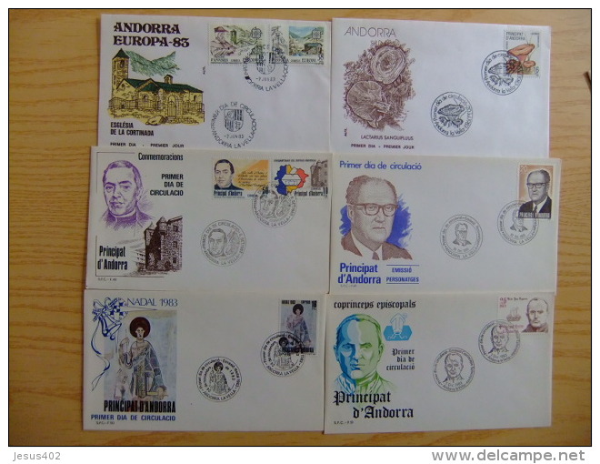 ANDORRA ESPAÑOLA - ANDORRE ESPAGNOL  AÑO COMPLETO 1983 FDC Edifil Nº 168 / 175 Yvert Nº 158 / 164 - Brieven En Documenten