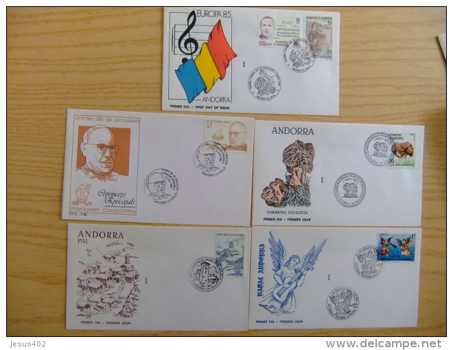 ANDORRA ESPAÑOLA - ANDORRE ESPAGNOL  AÑO COMPLETO 1985 FDC Edifil Nº 184 / 189 Yvert Nº 172 / 176 - Briefe U. Dokumente