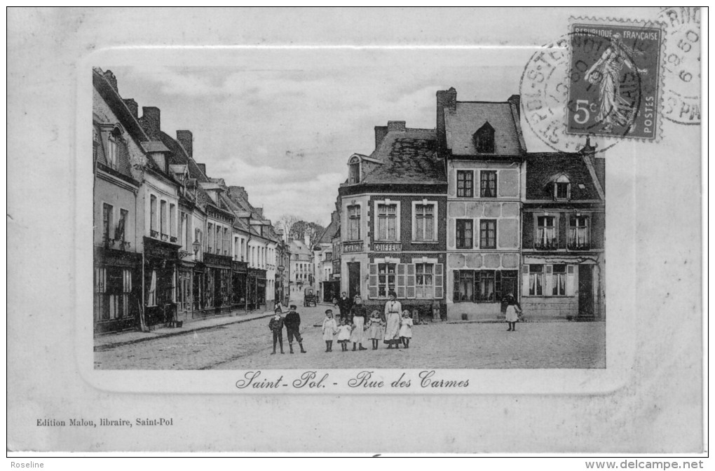 62  SAINT POL SUR TERNOISE  PAS DE CALAIS  - RUE  DES  CARMES  -  CPA  N/B  9x14 BE - Saint Pol Sur Ternoise