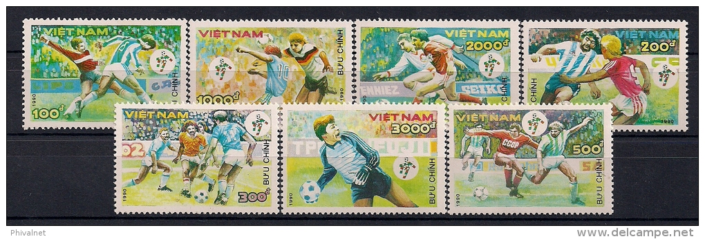 VIETNAM, YVERT 1044/1050**, SERIE EN NUEVO, PERFECTA, COPA MUNDIAL DE FÚTBOL ITALIA 1990 - 1990 – Italie