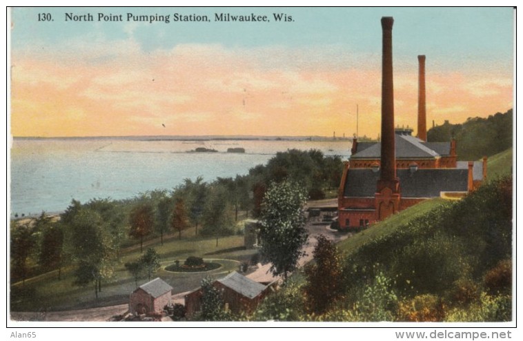 Milwaukee WI Wisconsin, North Point Pumping Station, C1910s Vintage Postcard - Milwaukee