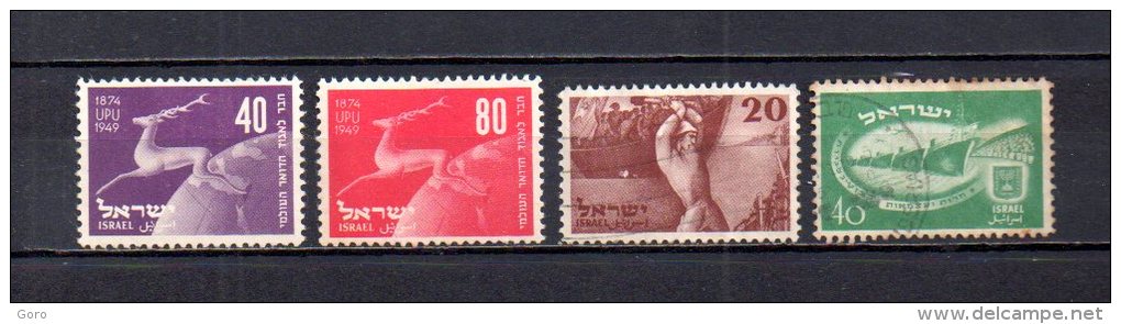 Israel   1950  .-   Y&T  Nº    27/28 - 29/30 - Gebruikt (zonder Tabs)