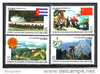 2010 CUBA 50 ANNI OF DIPLOMATIC RELATION WITH CHINA STAMP 4V - Ongebruikt