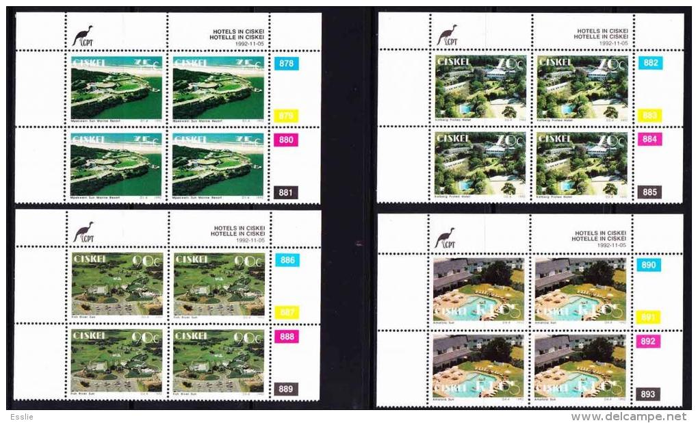 Ciskei - 1992 - Hotels - Complete Set Control Blocks - Ciskei