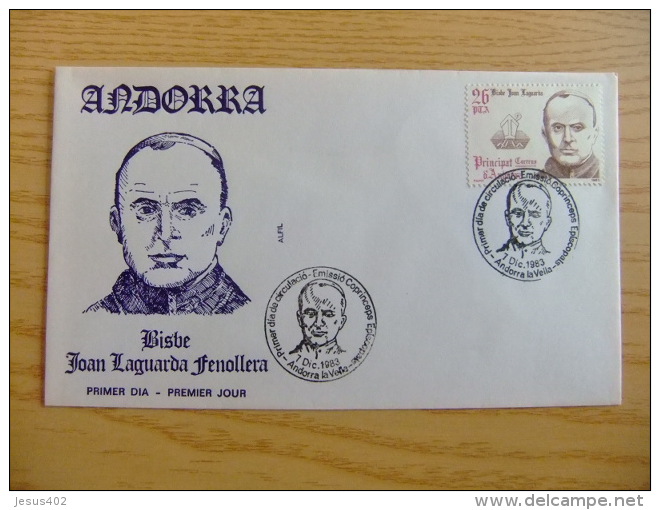 ANDORRA ESPAÑOLA - ANDORRE ESPAGNOL   BISBE   CO-PRINCES  JOAN LAGUARDA FENOLLERA   FDC  Edifil Nº 175  Yvert Nº 164 - Storia Postale