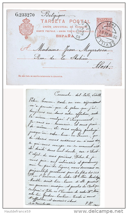 Postcard - Tarjeta Postal 1908   ESPANA  N° G233270   1908 ALOST SEVILLA   Dst Mme Moyersoen - Otros & Sin Clasificación