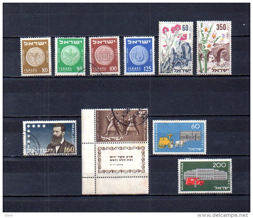 Israel   1954  .-  Y&T Nº   72/75 - 76/77 - 78 - 79 - 80/81 - Usados (sin Tab)