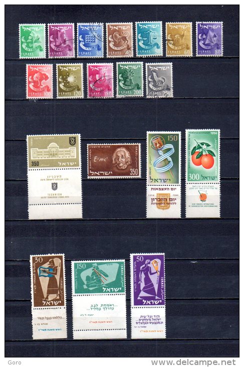 Israel   1955-56  .-  Y&T Nº   97/108 - 109 - 110 - 111 - 112 - 113/115 - Gebruikt (zonder Tabs)