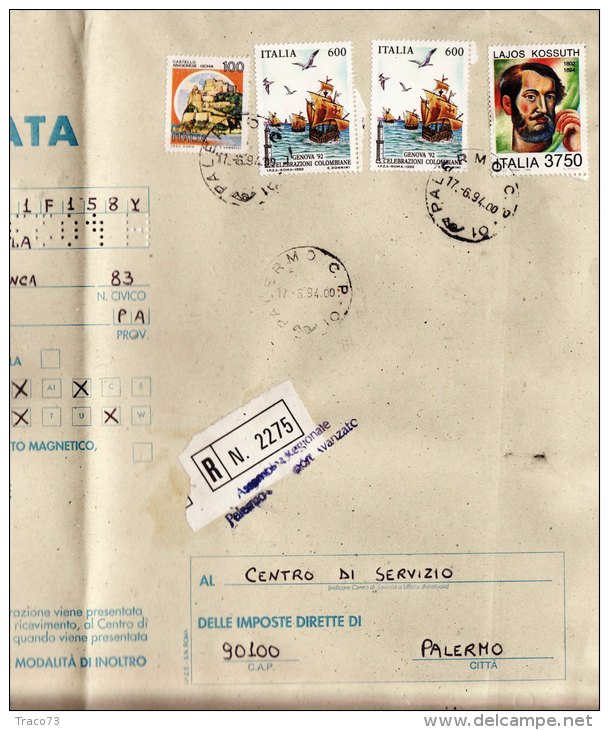 COMMEMORATIVI  /  Cover _ Lettera  Perfin Codice Alfanumerico - Multipli Lire 600 X 2 + 3750 + Altro - 1991-00: Storia Postale