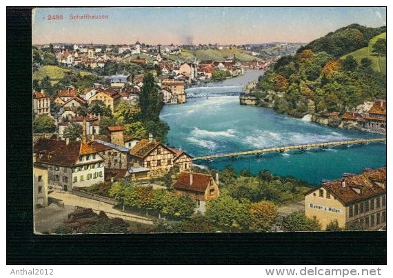 Litho Schaffhausen Rheinfall Firma Blumer Und Müller Fabrik Brücke Um 1910 - Sonstige & Ohne Zuordnung